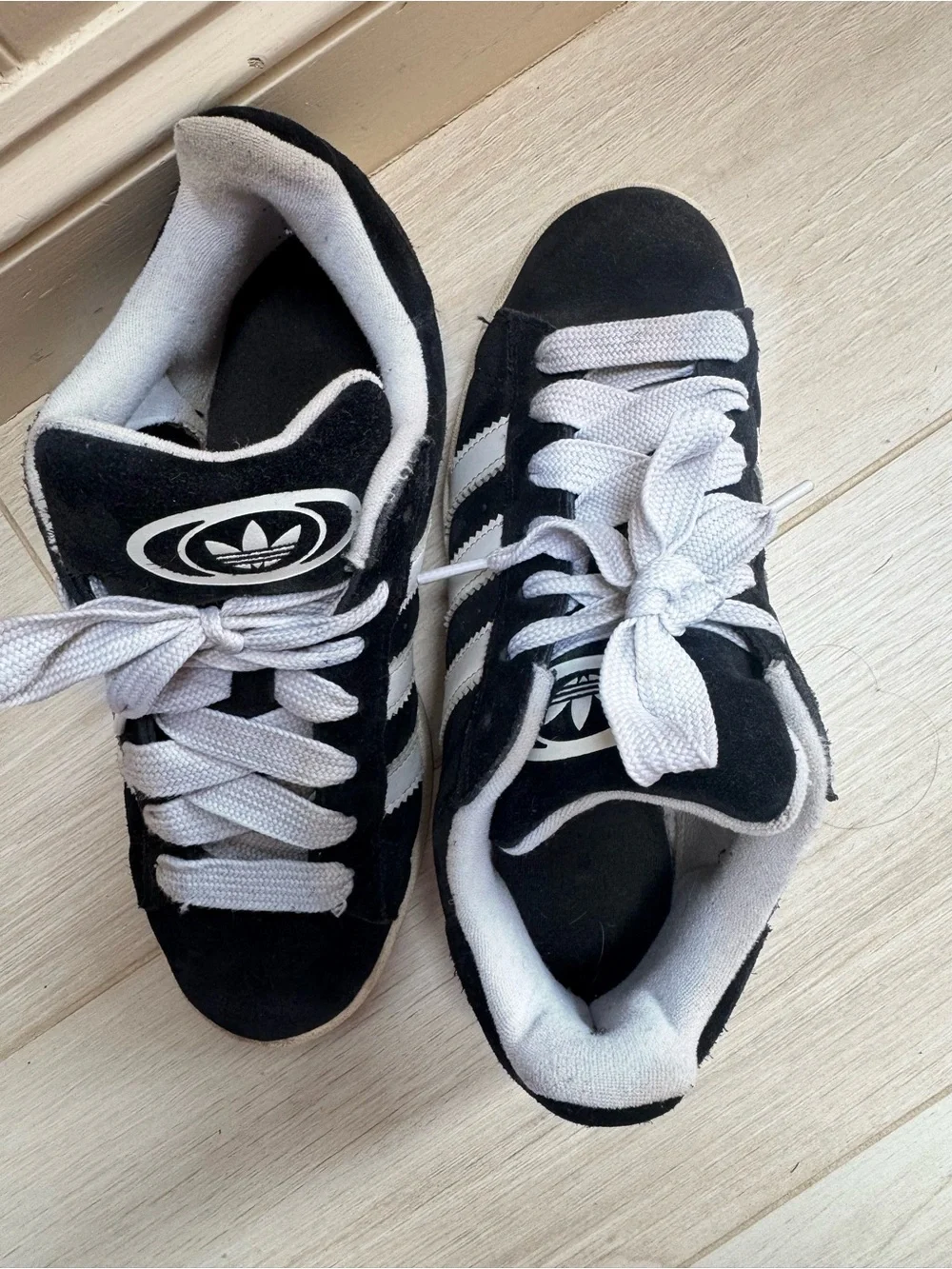 campus adidas women’s Black & White Suede Campus Sneakers